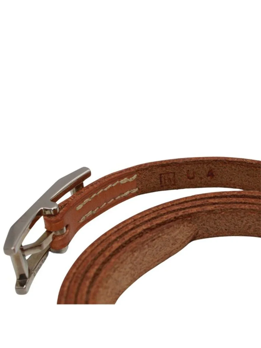 Hermes Bracelet Hapi 3 Leather Brown Silver Belt Type Simple